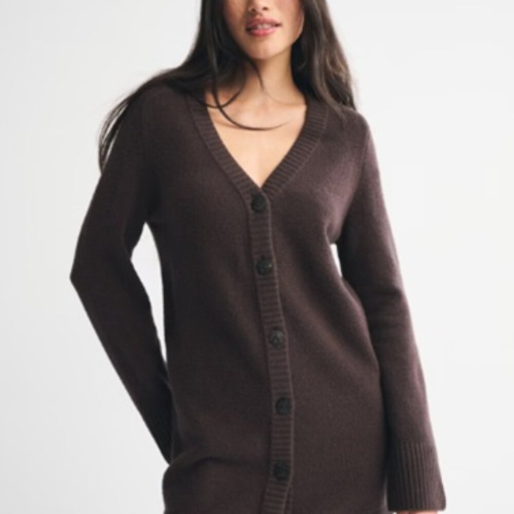 ABERCROMBIE & FITCH LONG-SLEEVE CARDIGAN MINI SWEATER DRESS - SMALL PETITE - NWT
